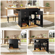 Telescopic Dining Table, Extendable 4-6 Seater with Snack/Wine Rack, MDF/Metal