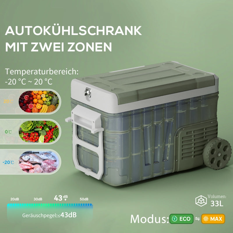 Compressor Cooler Box 33L Electric LED Mini Fridge 12/230V, Green