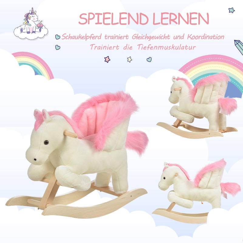 Plush Baby Rocking Horse with Sound Effects and Handles, Toddler Swing Seat