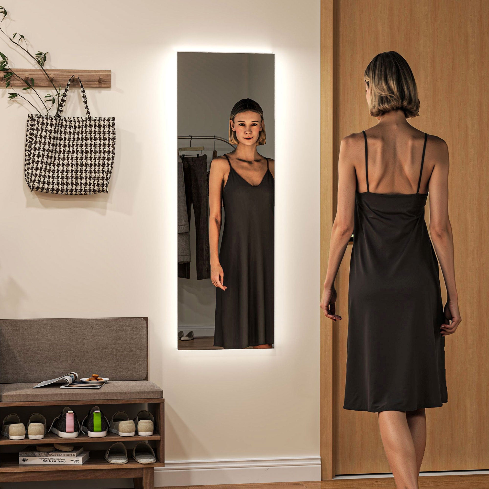 Full-Length Mirror 40x120cm Standing LED Touch Control Frameless