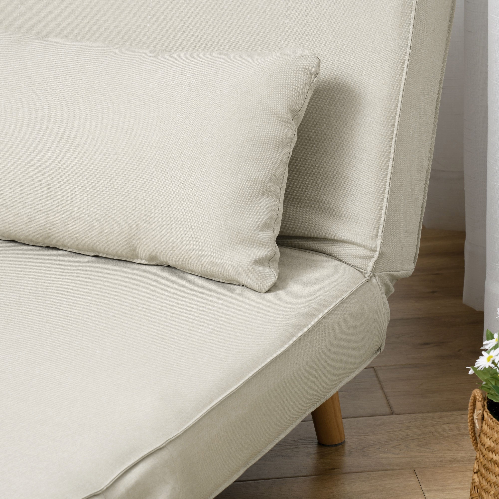 Sleeper Sofa Fold-out Single Adjustable Backrest, Nordic Style Linen Imitation