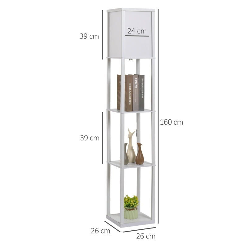 Floor Lamp, Shelves, 26 x 26 x 160 cm, Wood
