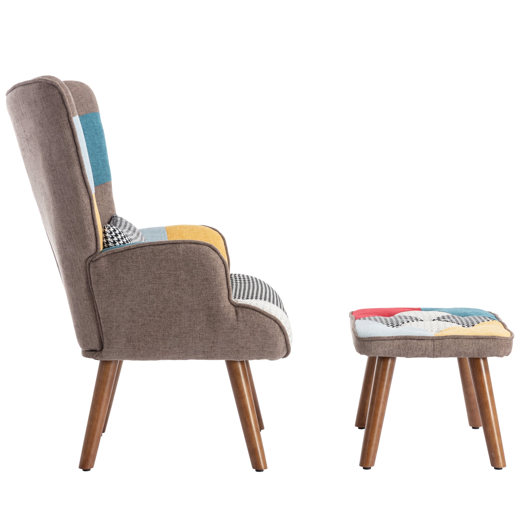 Multi-colour Lounge Chair with Footrest, Backrest, and Cushion, Living Room/Lounge Chair Combination
