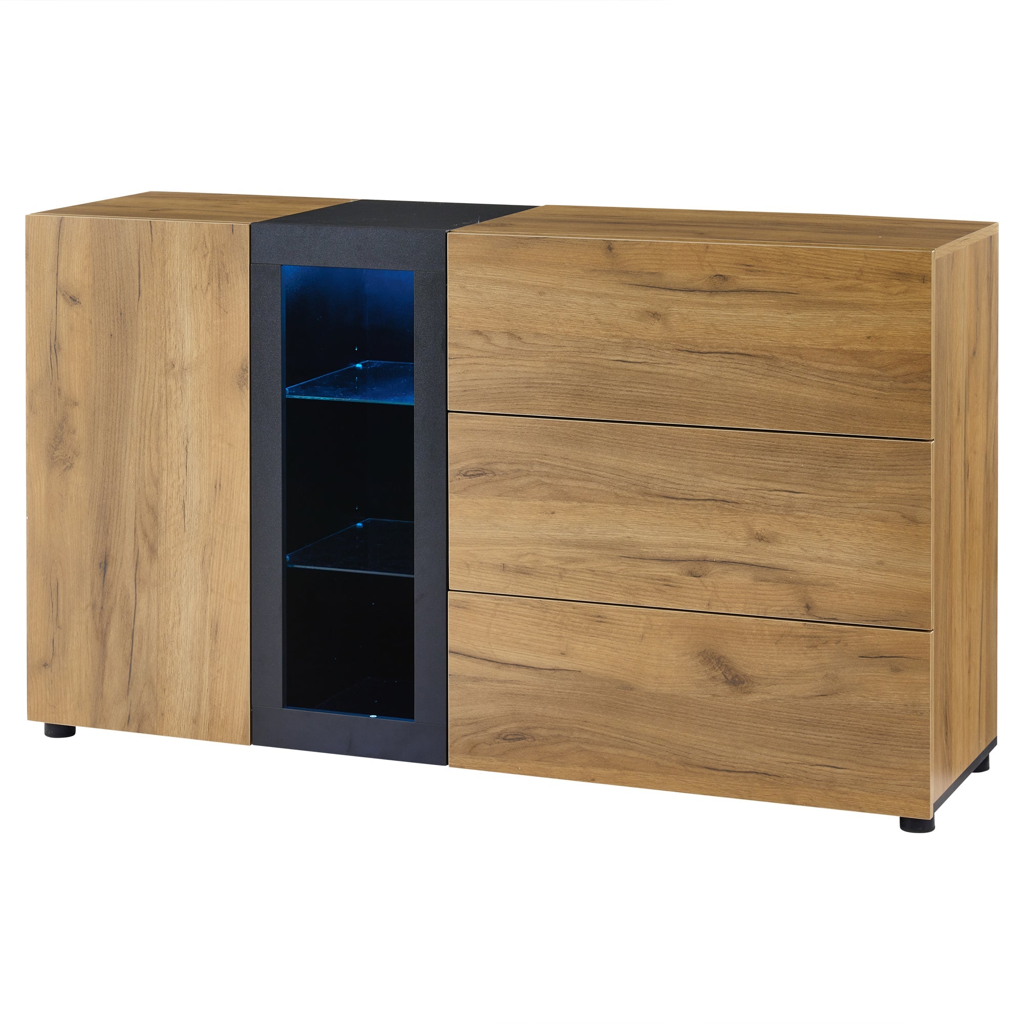 Sideboard Modern Buffet Storage Console Cabinet 3 Drawers Glass 140 cm