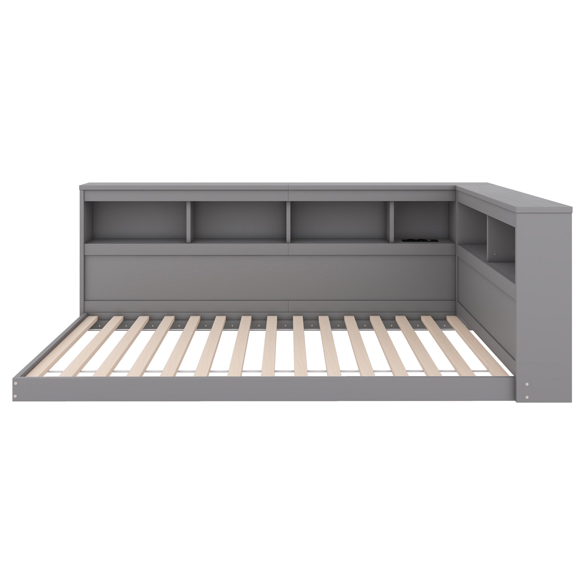 Daybed Sofa Bed 90x200cm Power Outlet 2 USB Ports - Chipboard Grey