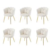 Chairs, Set of 6 Modern Velvet with Petal Backs, Gold Legs