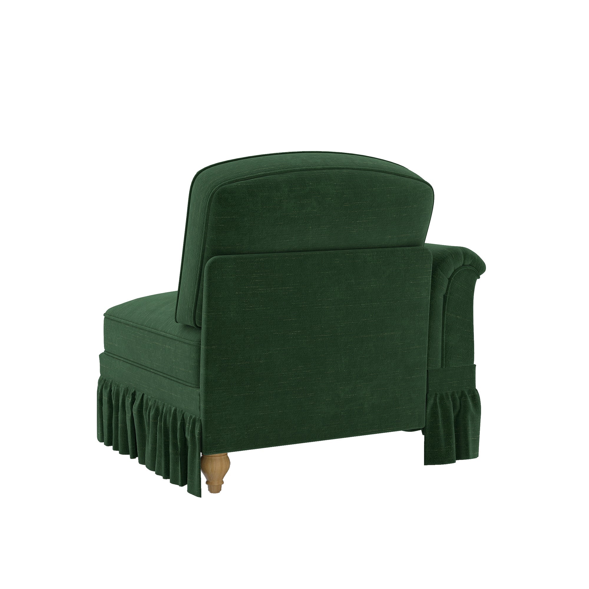 Windsor Modular LSF Cloud Sofa with Removable Ruffle and Cushion, Green Chenille