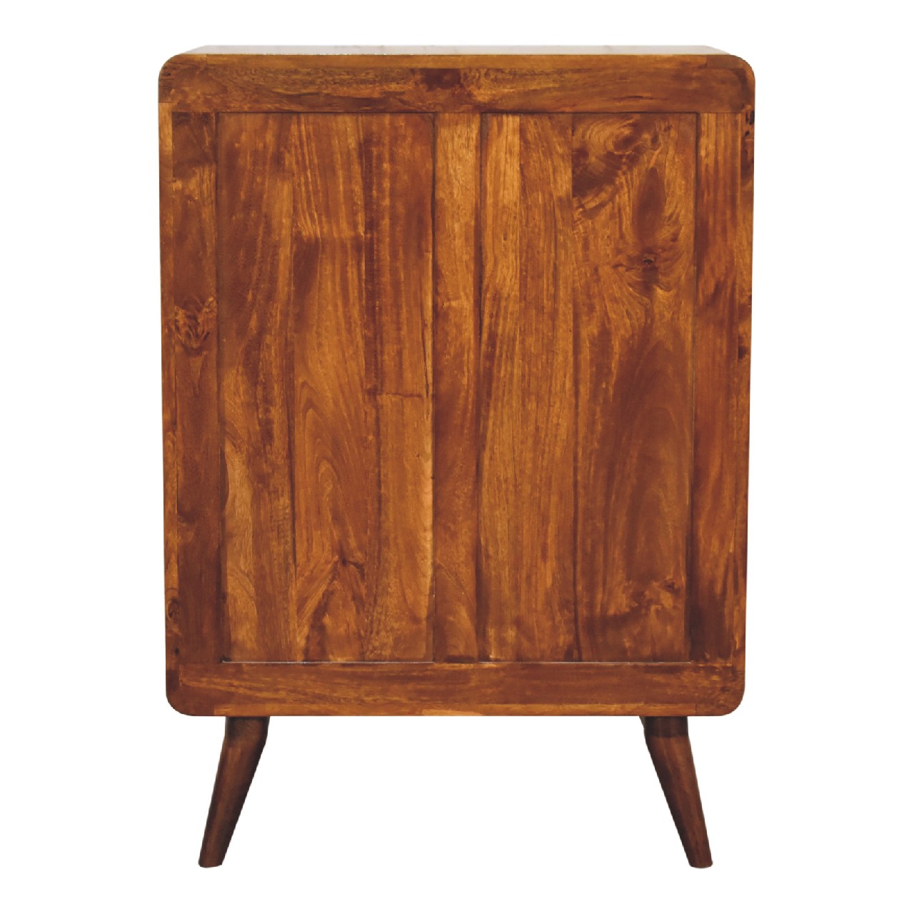Solid Wood 2 over 3 Curved Chestnut Chest with Nordic Legs, Dark Brown