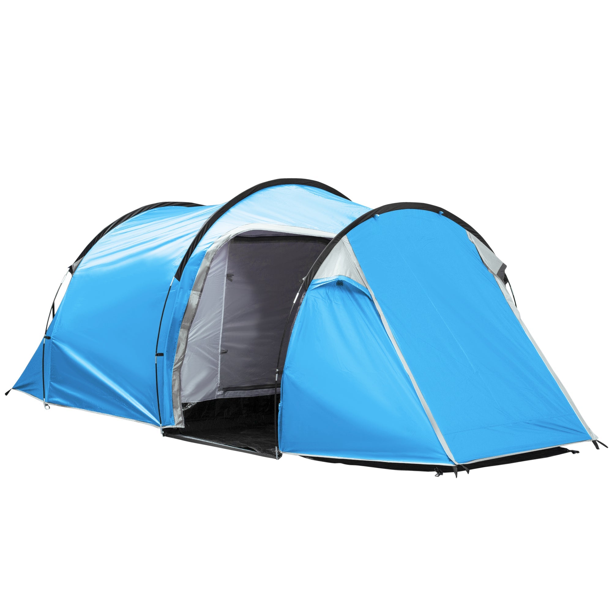 Tunnel Tent 2-3 Person Camping Tent with Pegs, Fiberglass & Polyester, Light Blue
