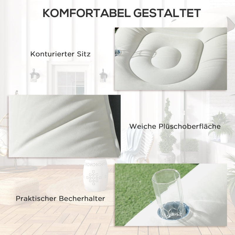 Inflatable Sofa with Footstool, Air Sofa with Cup Holder, Light Grey