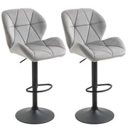 Adjustable Bar Stools Set of 2, Swivel Upholstered with Back and Footrest, Light Grey