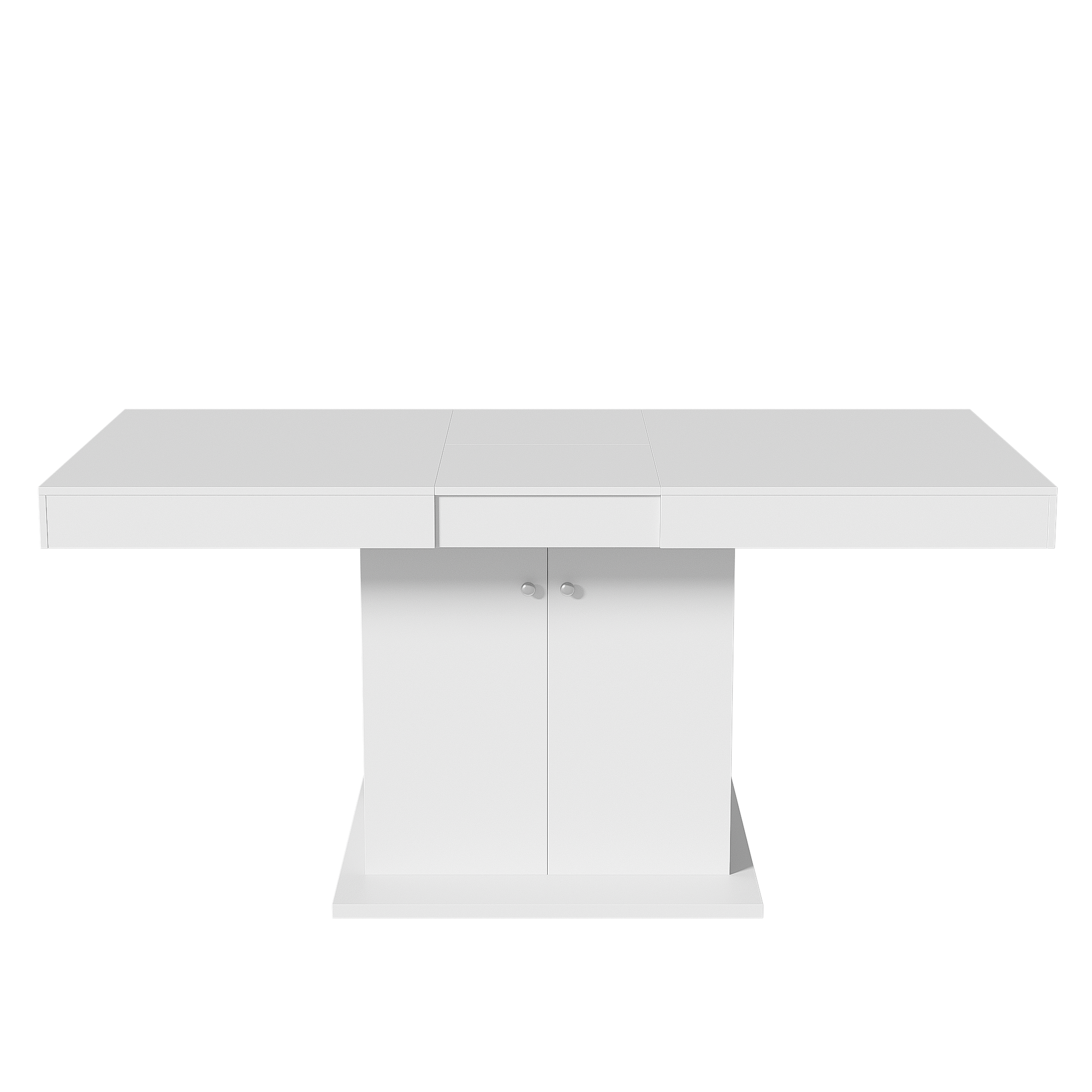 Panel Bed 140x200cm Hydraulic Storage USB-C LED Lighting White