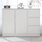 Modern Sideboard Chest of Drawers Shoe Cabinet with Storage, Two Doors, Three Drawers, Adjustable Shelf, White