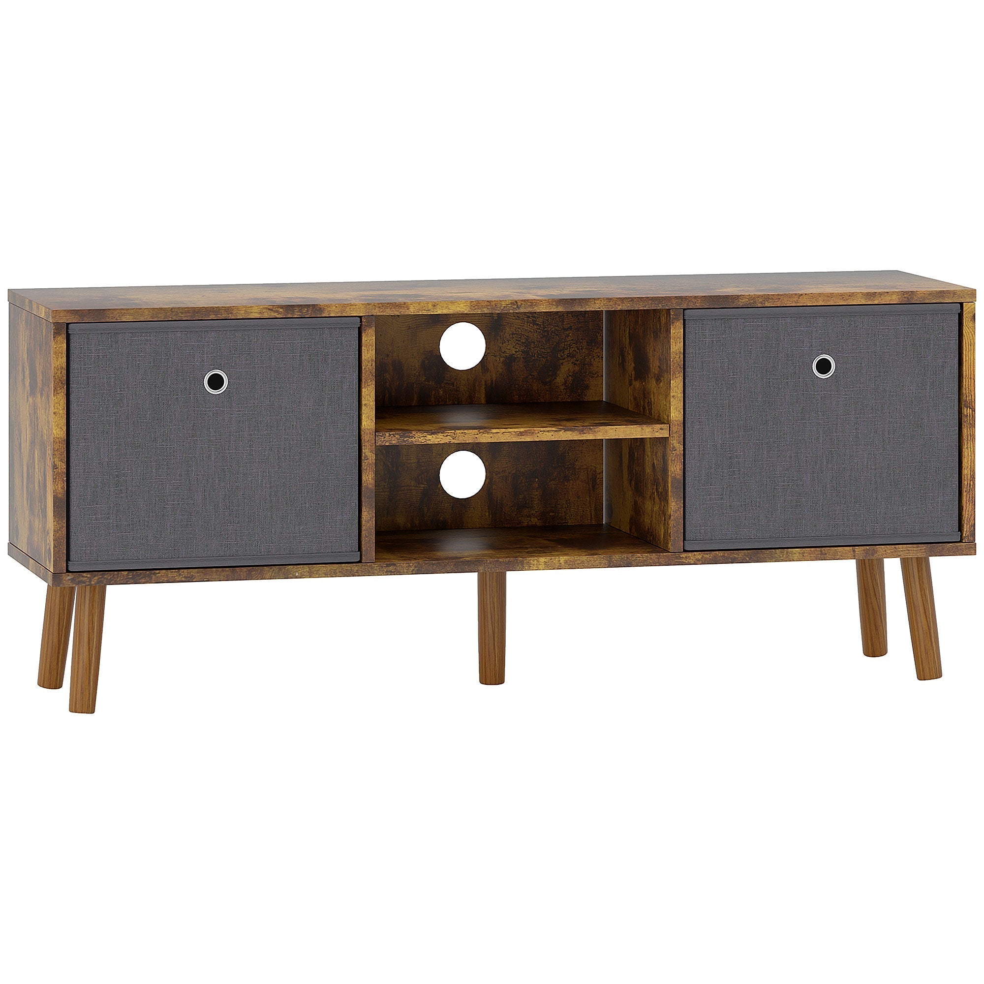 TV Cabinet Stand Unit for TVs up to 50'' with Foldable Drawers, Rustic Brown
