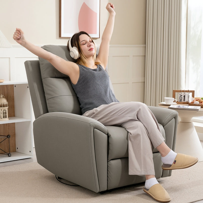 Recliner Armchair, Manual Reclining with Adjustable Leg Rest, Microfibre Grey
