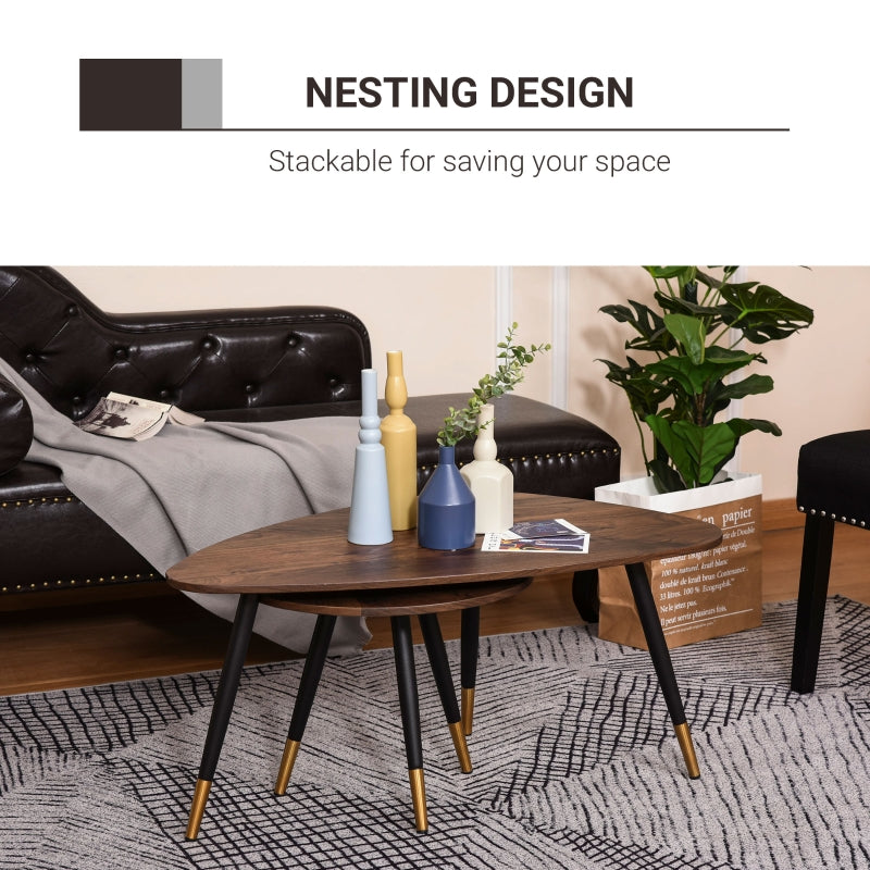 Set of Two Coffee Tables Scandinavian-Style Walnut