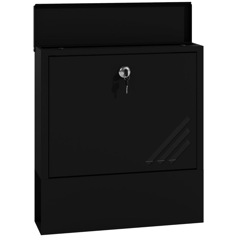 Mailbox wall-mounted with lock and lid, metal, dark gray