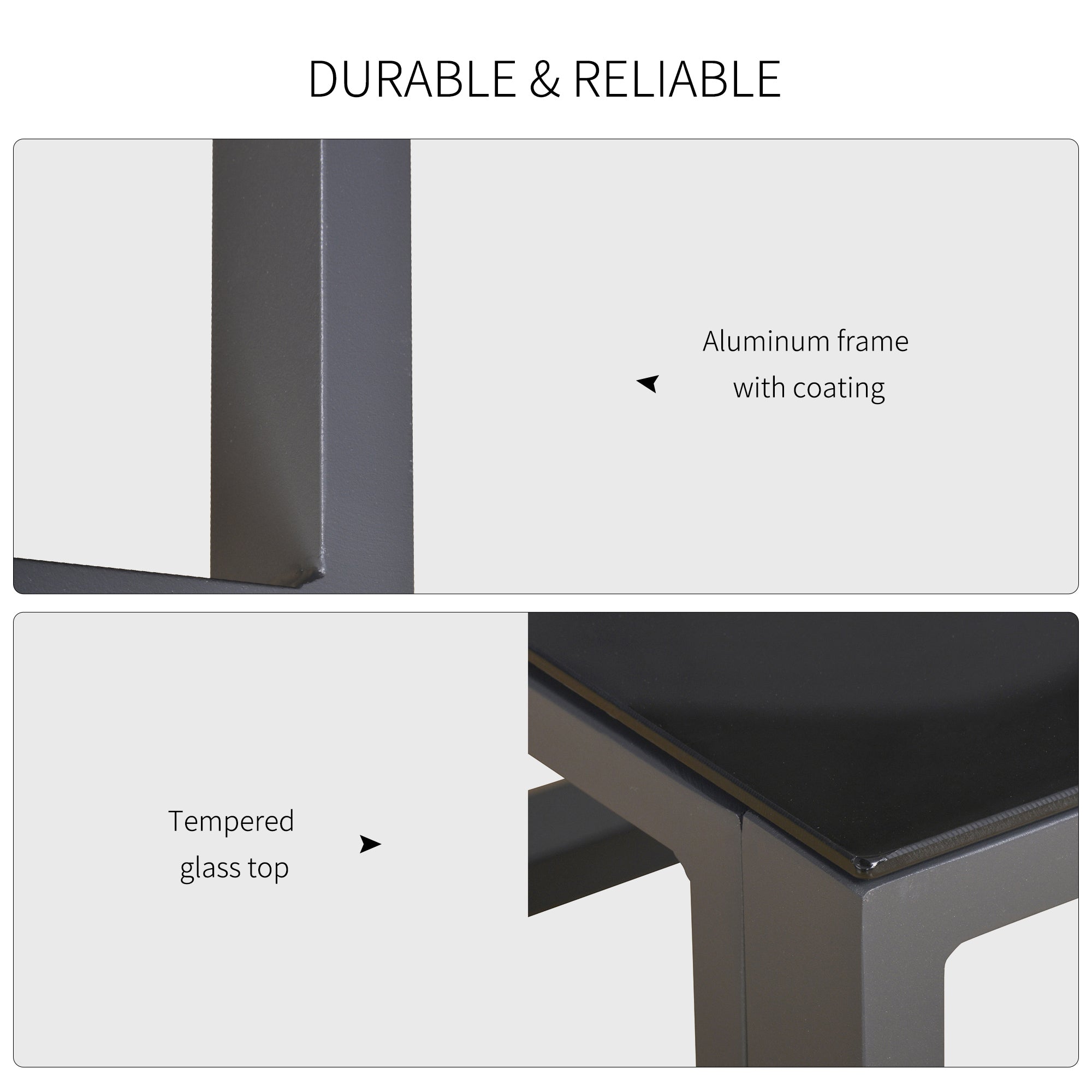 5 Piece Outdoor Patio Set, Cushioned Sofa & Glass Table, Aluminum, Grey