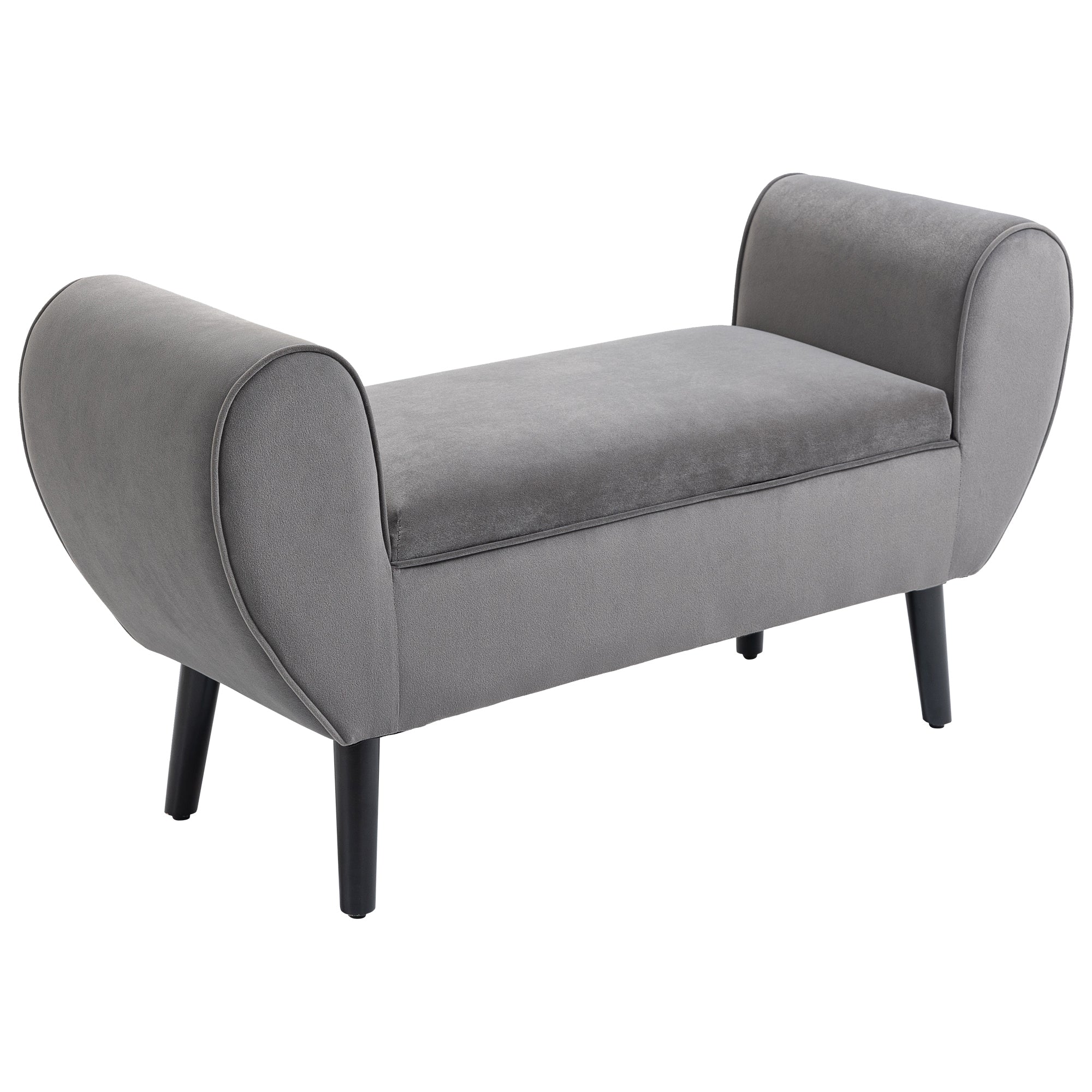 Storage Bench, Modern with Armrests, Velvet Polyester