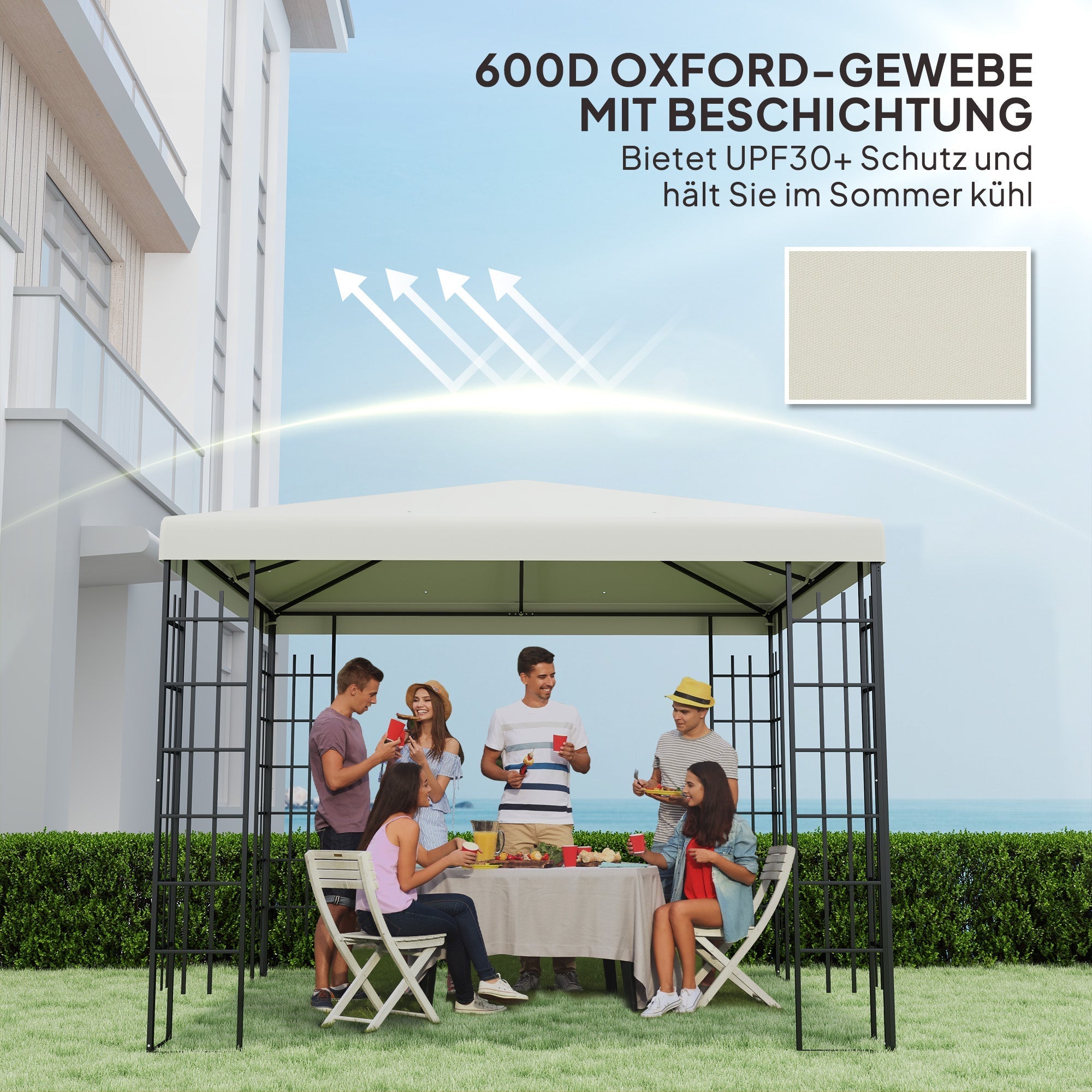 Gazebo Replacement Roof 3x3m, Waterproof Oxford Fabric, Light Grey