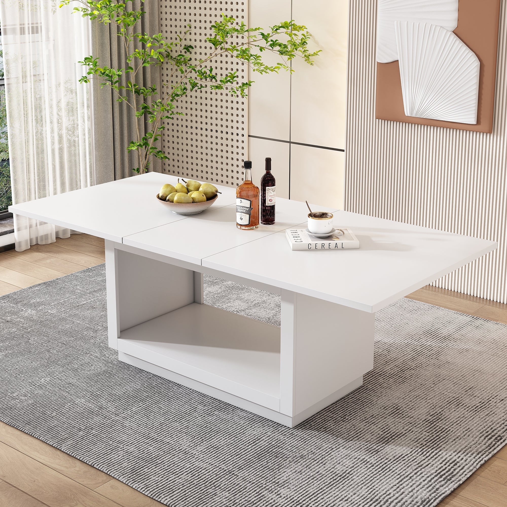 Extendable Dining Table, Modern Simple Square Design 140/180 cm, White ...