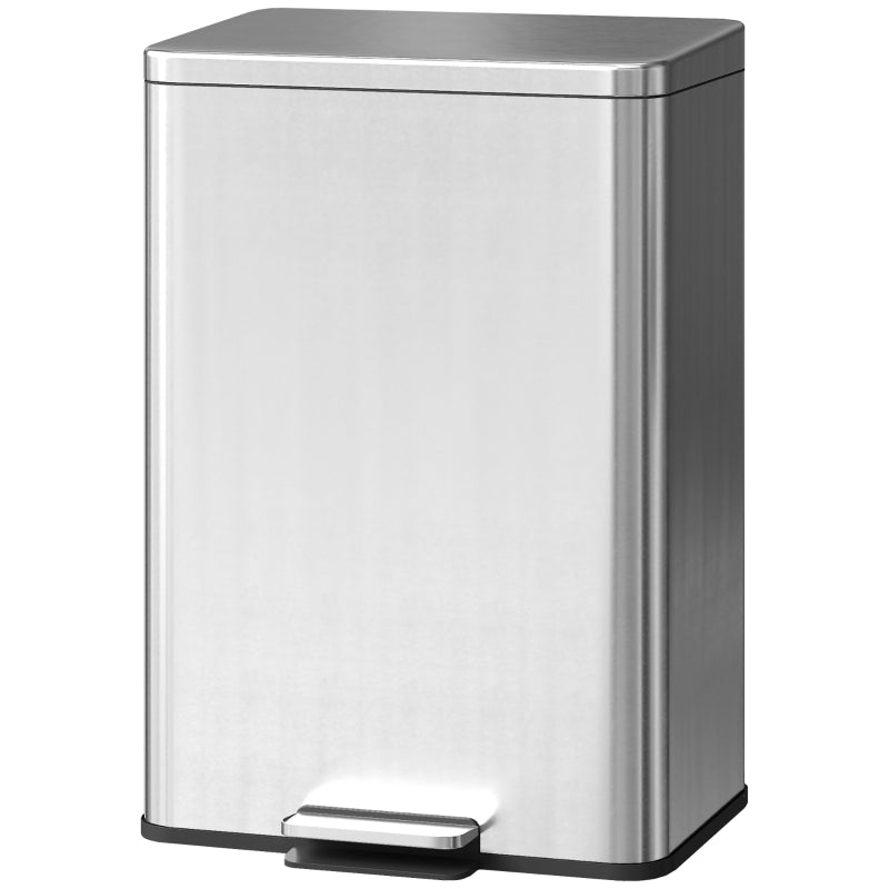 Pedal Bin 20L Soft-Close Lid Removable Inner Bucket - Silver