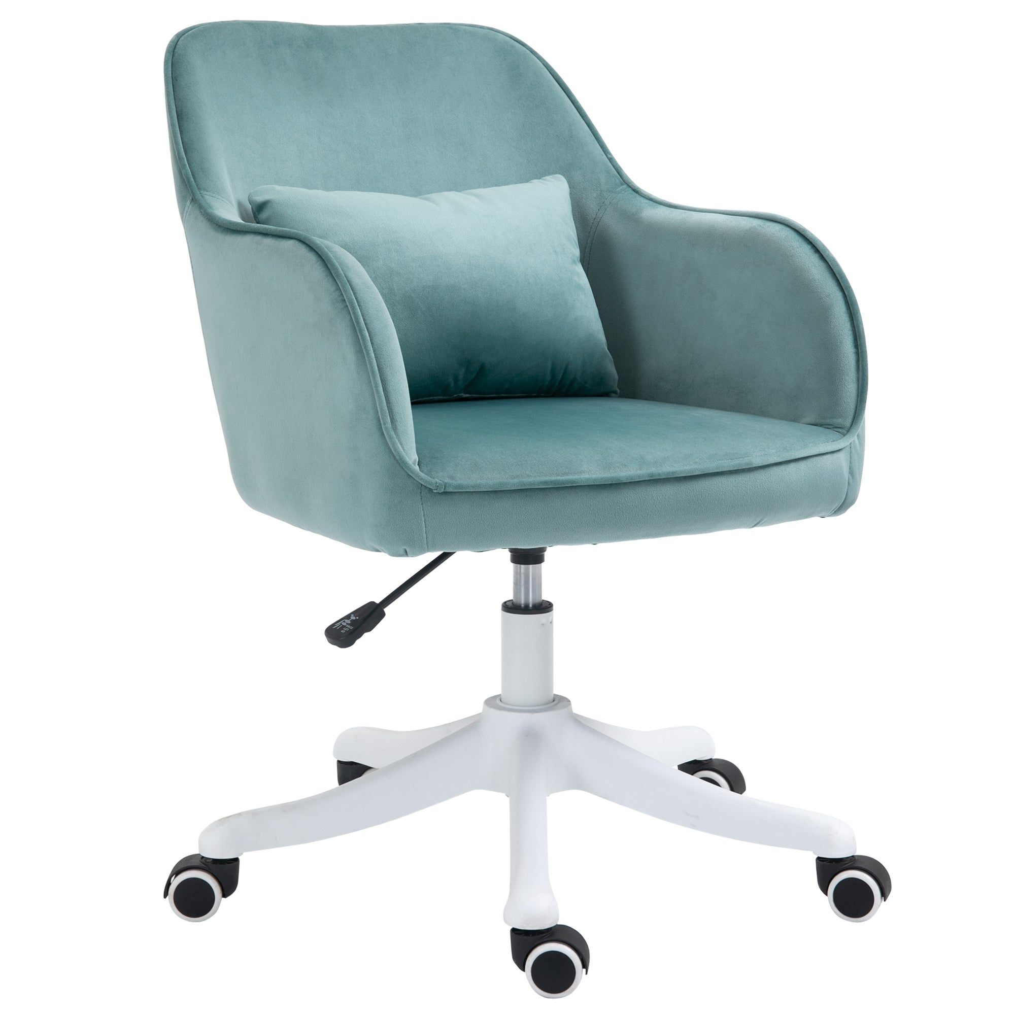 Vinsetto Living Room Swivel Chair, Massage Office Desk Chair with Lumbar Cushion, Armrests, Green