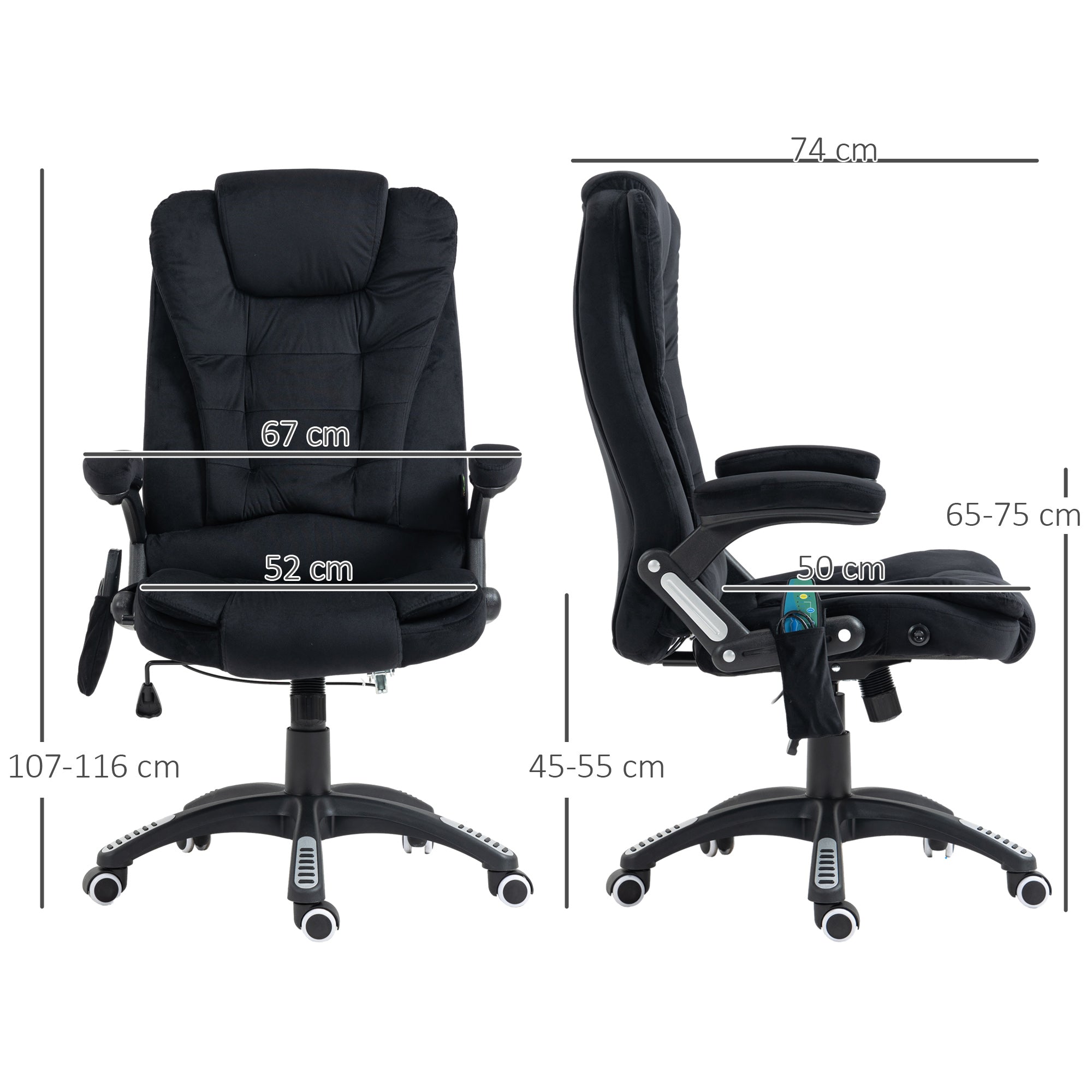 Massage Office Chair, Ergonomic Desk Chair, Height-Adjustable with Heating, Black