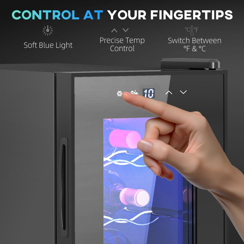 Six Bottle Countertop Wine Fridge with 8-18℃ Temperature - Black