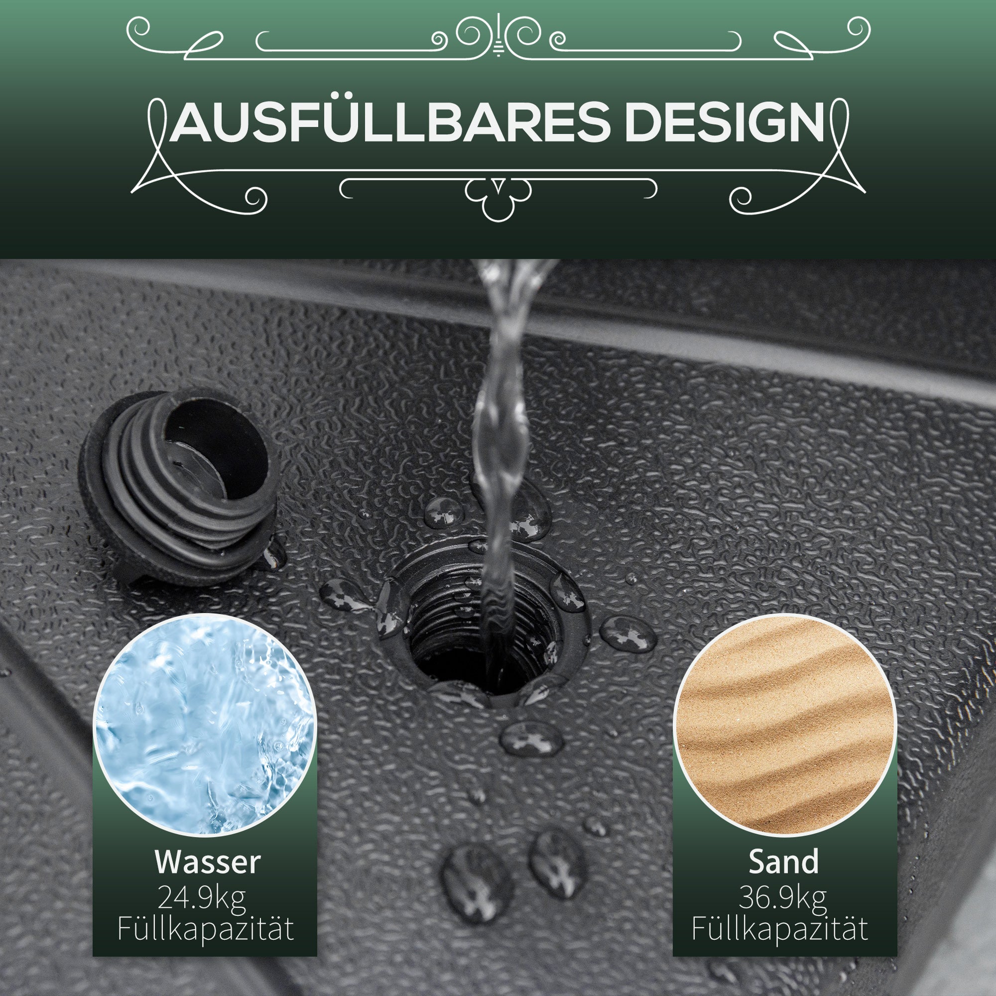 Parasol Base, Fillable Water/Sand 38mm/48mm Stable, Material Unknown