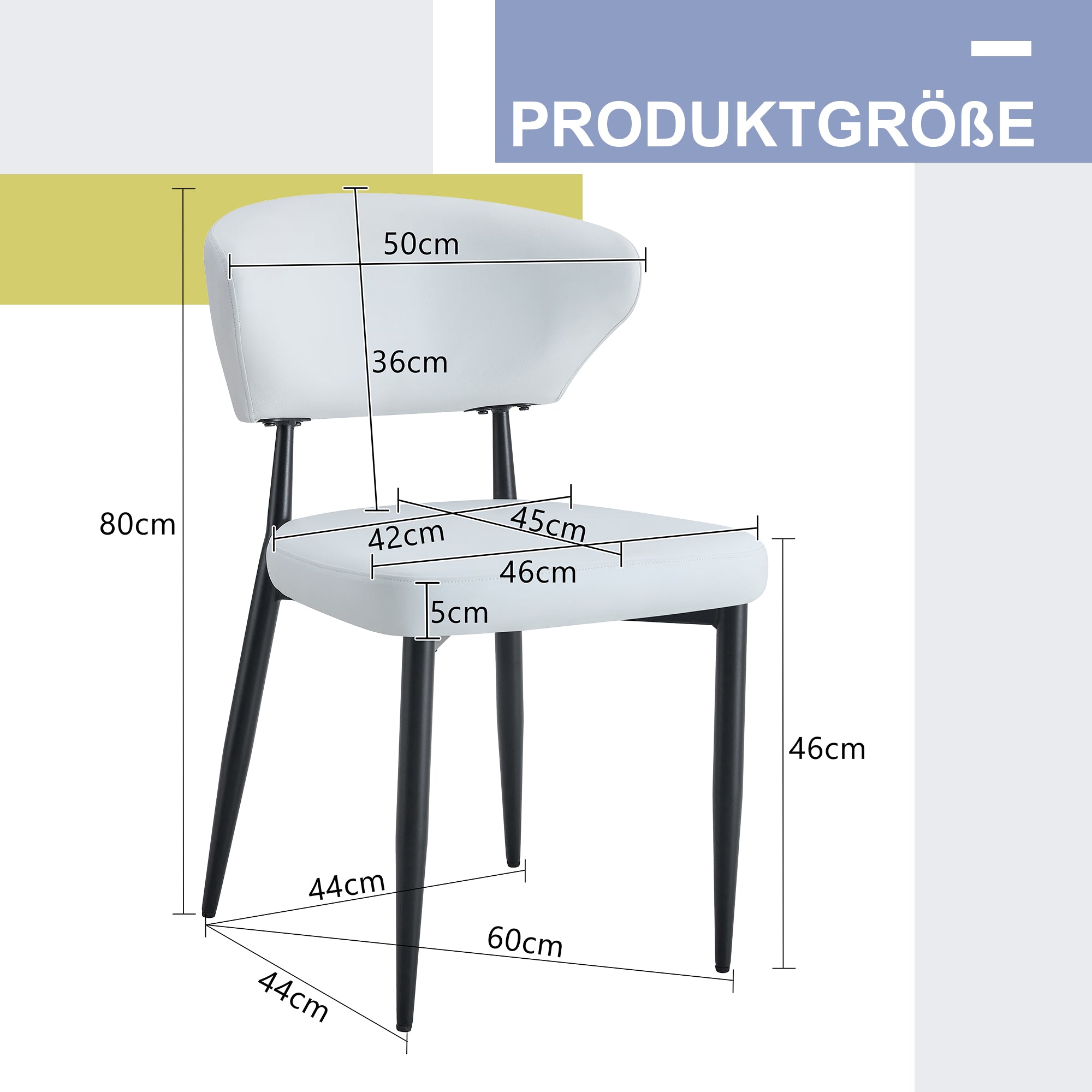 Dining Chair Minimalist Ergonomic Curved Back Set of 2 - White