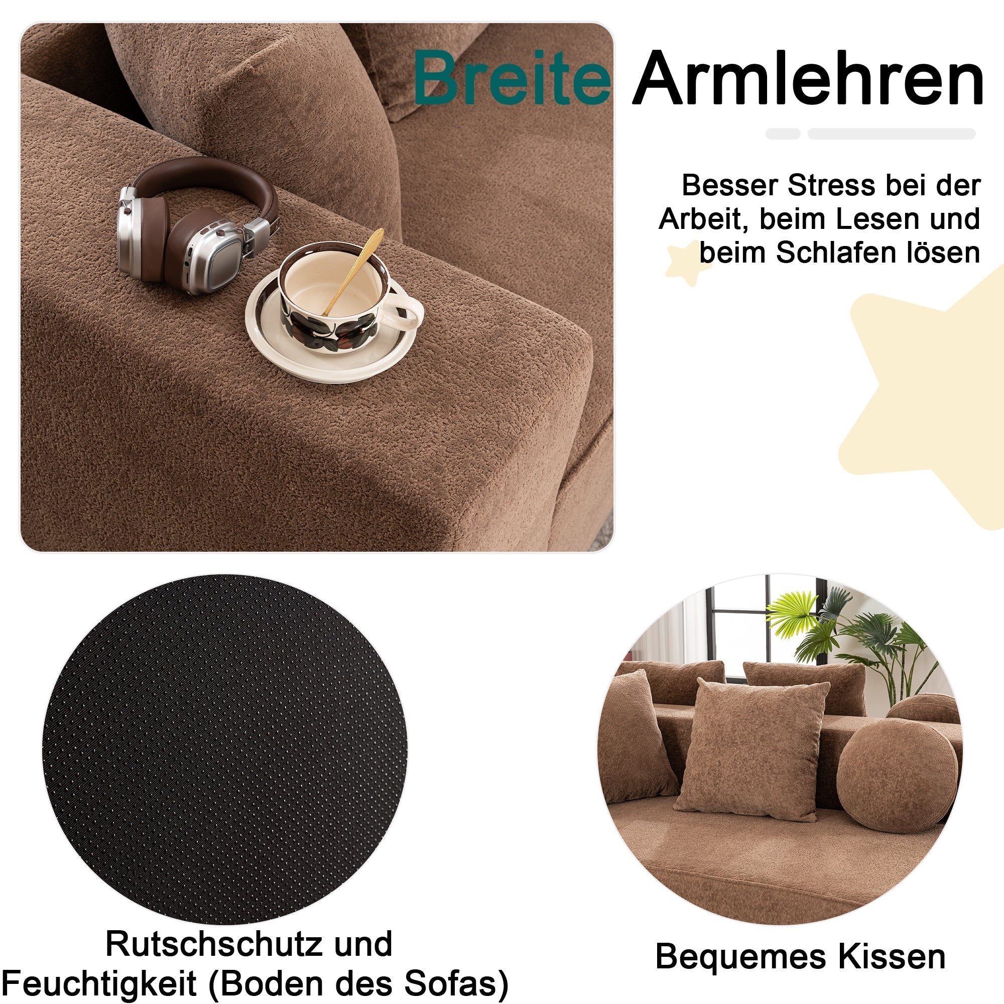 Boneless Cloud Sofa Modular Segmented No Assembly - Chenille Fabric