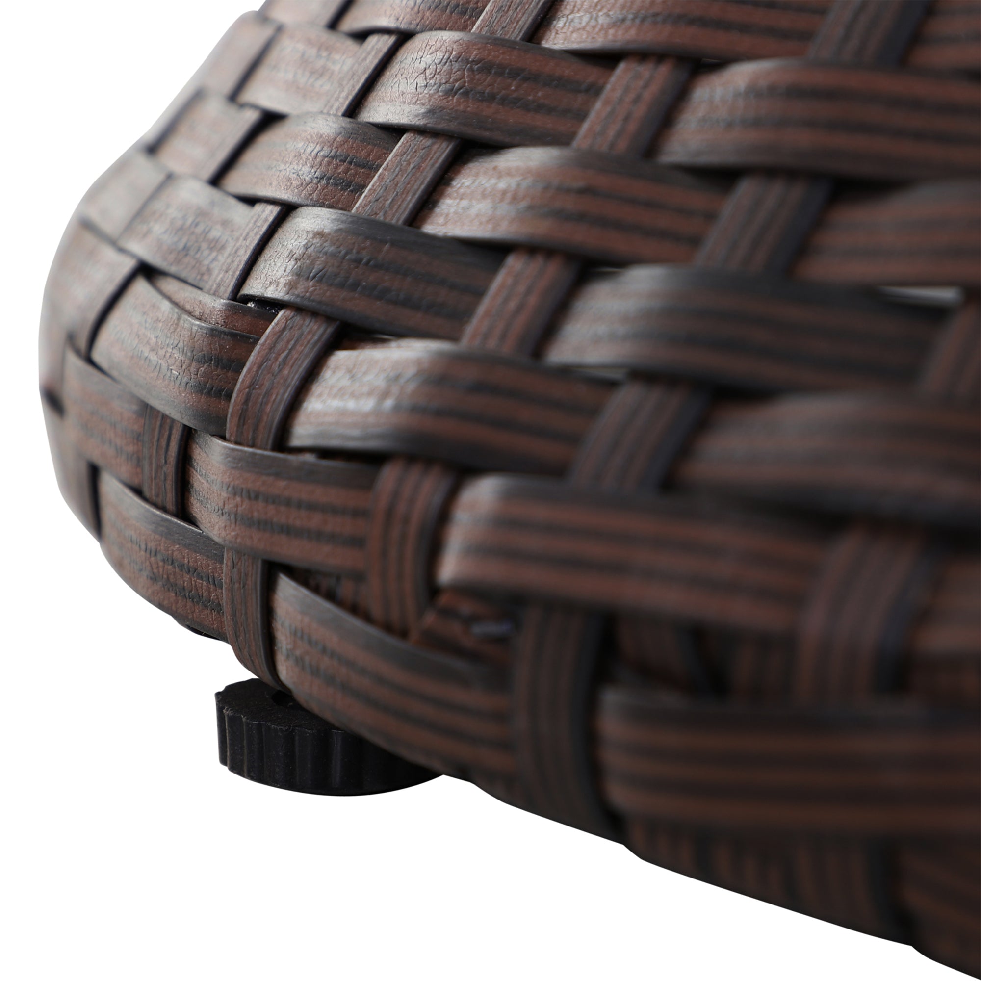 PE Rattan Ice Bucket Table, Height Adjustable Outdoor Drinks Cooler, Round 52 cm, Brown