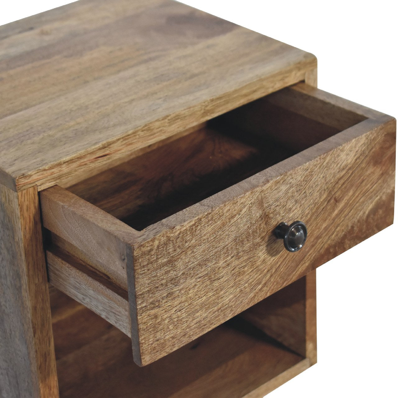 Solid Wood Floating Bedside, Mini Classic 1 Drawer 1 Shelf, Brown