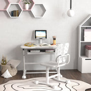Kids Desk and Chair Set, Height Adjustable Tilted Desktop, Grey