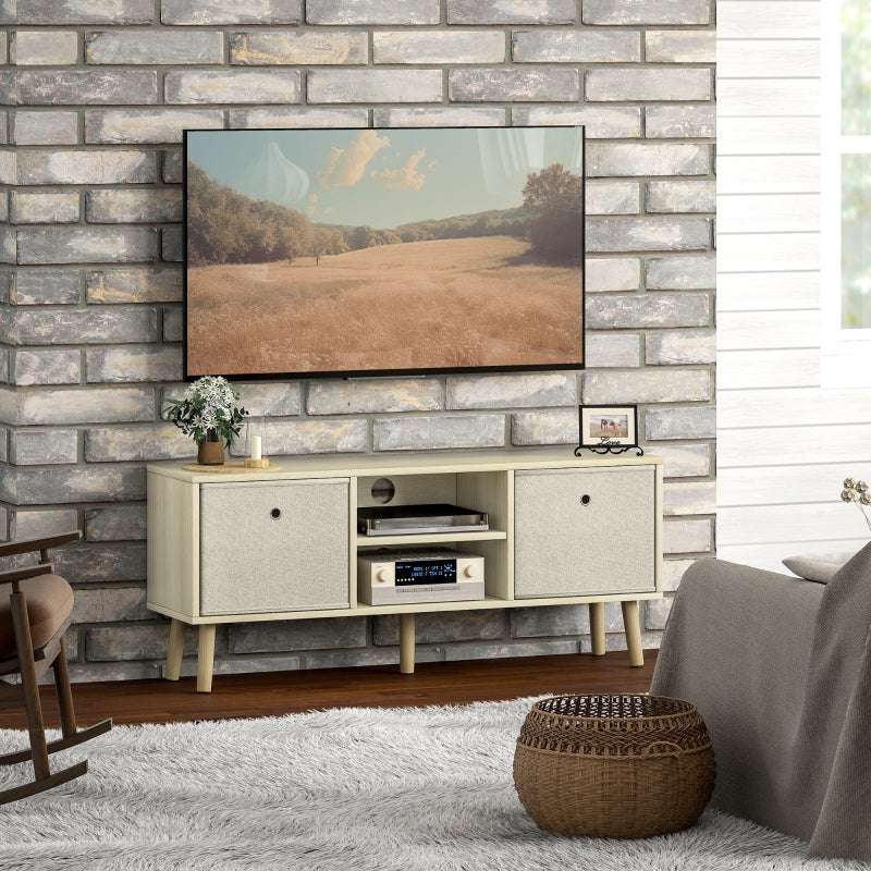 TV Cabinet Stand Unit for TVs up to 50'' Foldable Drawers, Natural