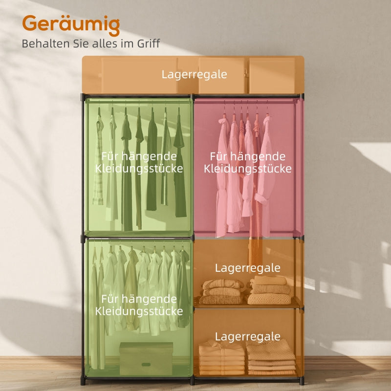 Fabric Wardrobe with Clothes Rail & Shelves 111x43x185 cm - Black