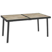 Garden Dining Table 145x85cm 6-Seater Wood Look Steel Frame, Grey