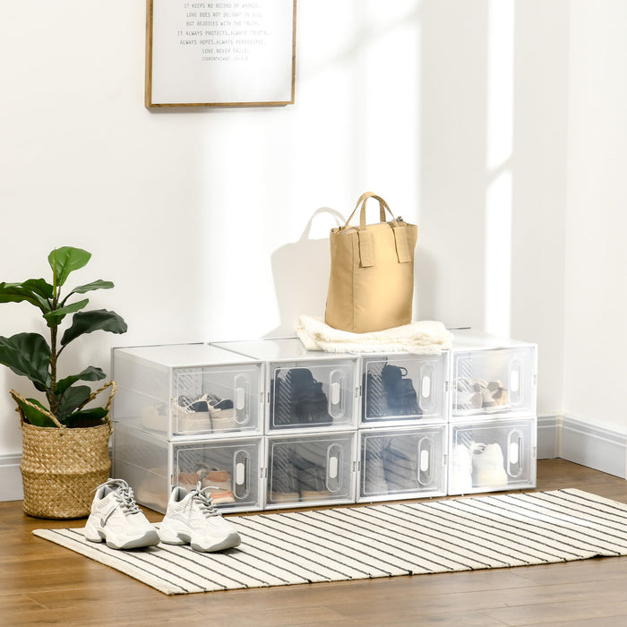 Shoe Cabinet Modular 8 Compartments Transparent Plastic