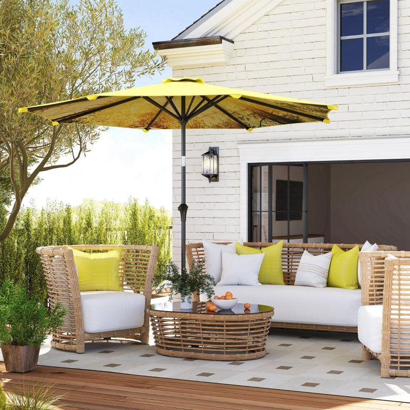 Parasol with Hand Crank, Octagonal Balcony, Yellow