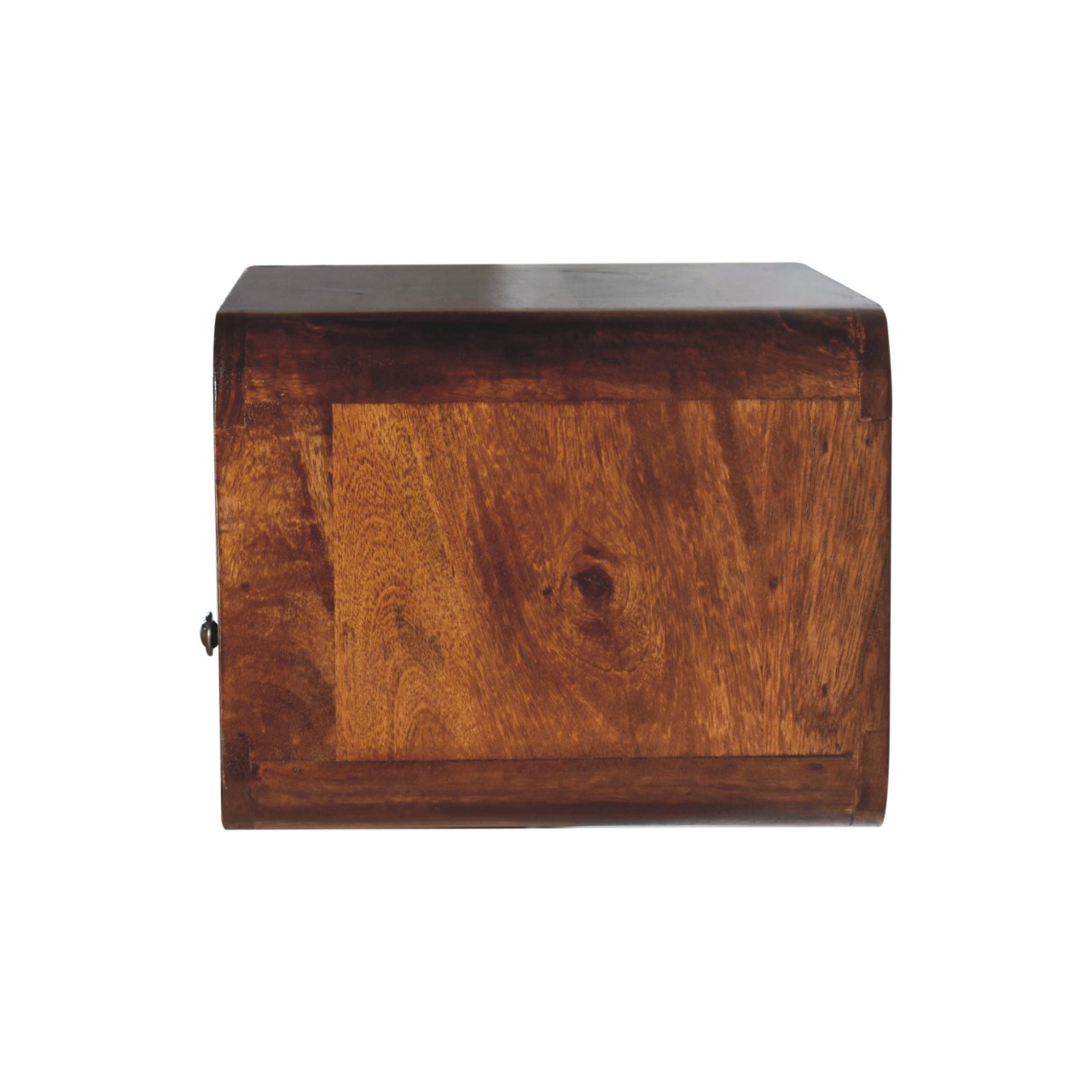 Solid Wood Floating Bedside, Large Curve 1 Drawer Open Slot, Dark Brown