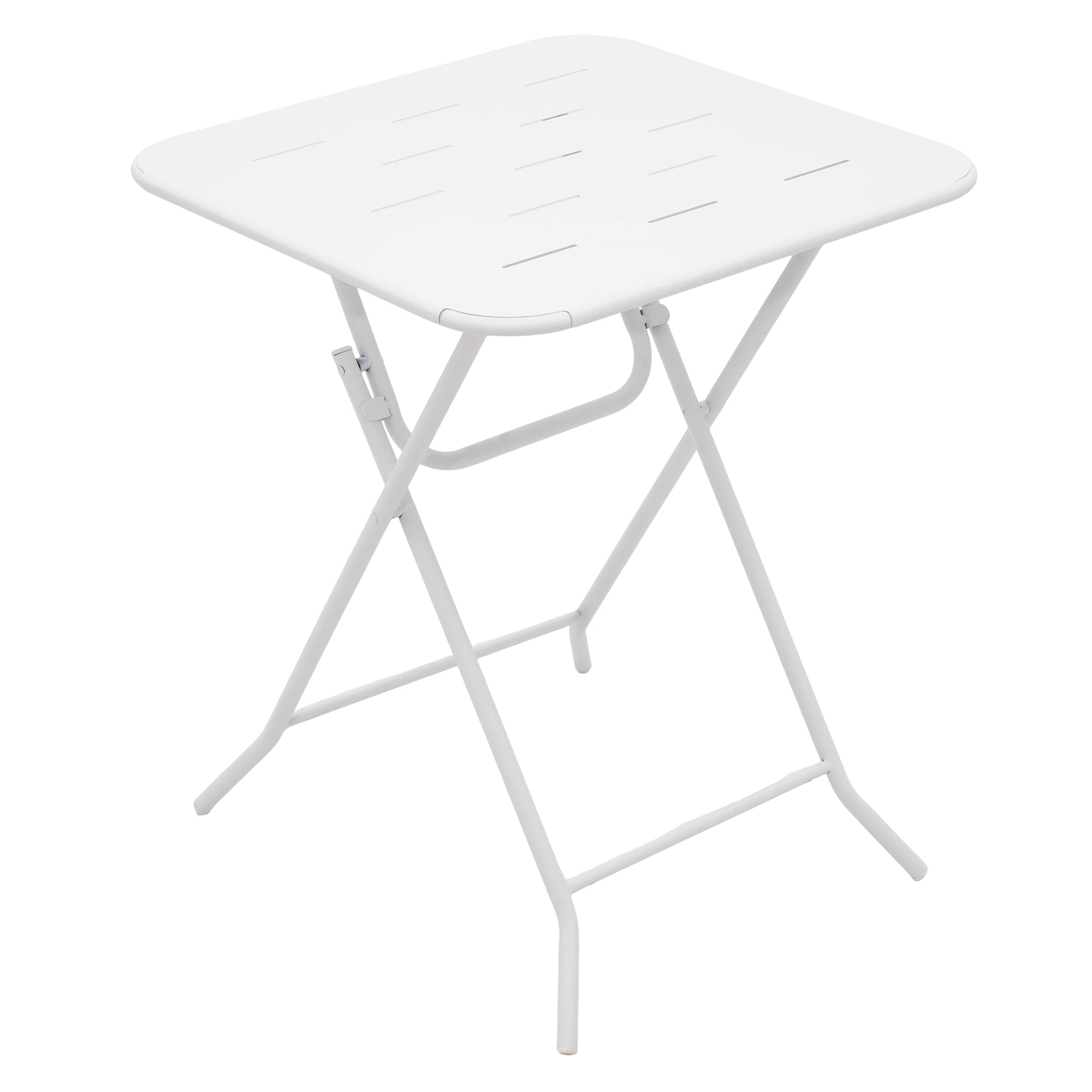 Outdoor 3-Piece Foldable Bistro Set, 2 Chairs and 1 Table, Weather-Resistant Metal, White