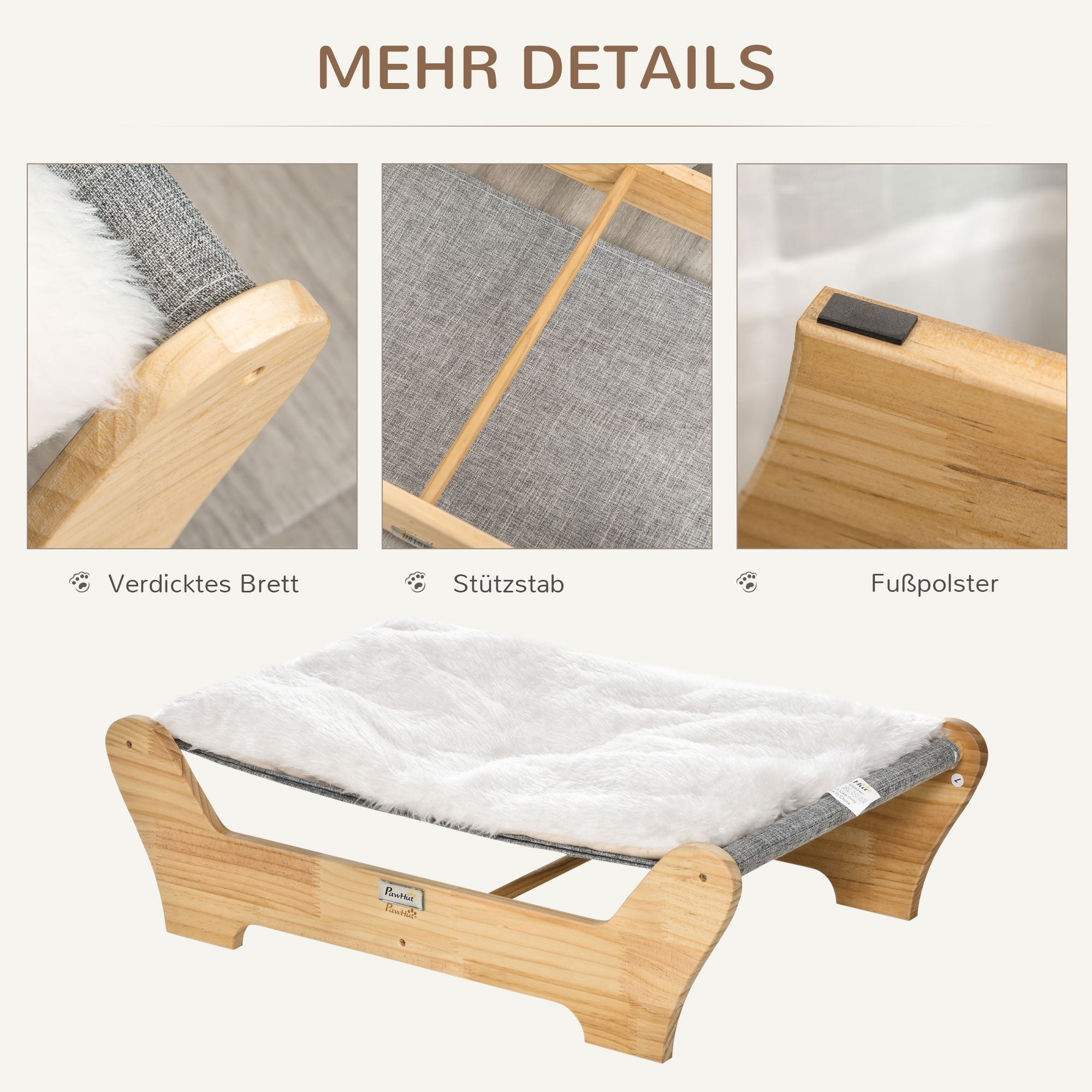 Cat Bed Hammock, Raised Cat Nest, Soft Pinewood