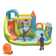 Inflatable Bouncy Castle with Slide, Water Pool and Basketball Hoop, 360x320x200cm, Multicolor