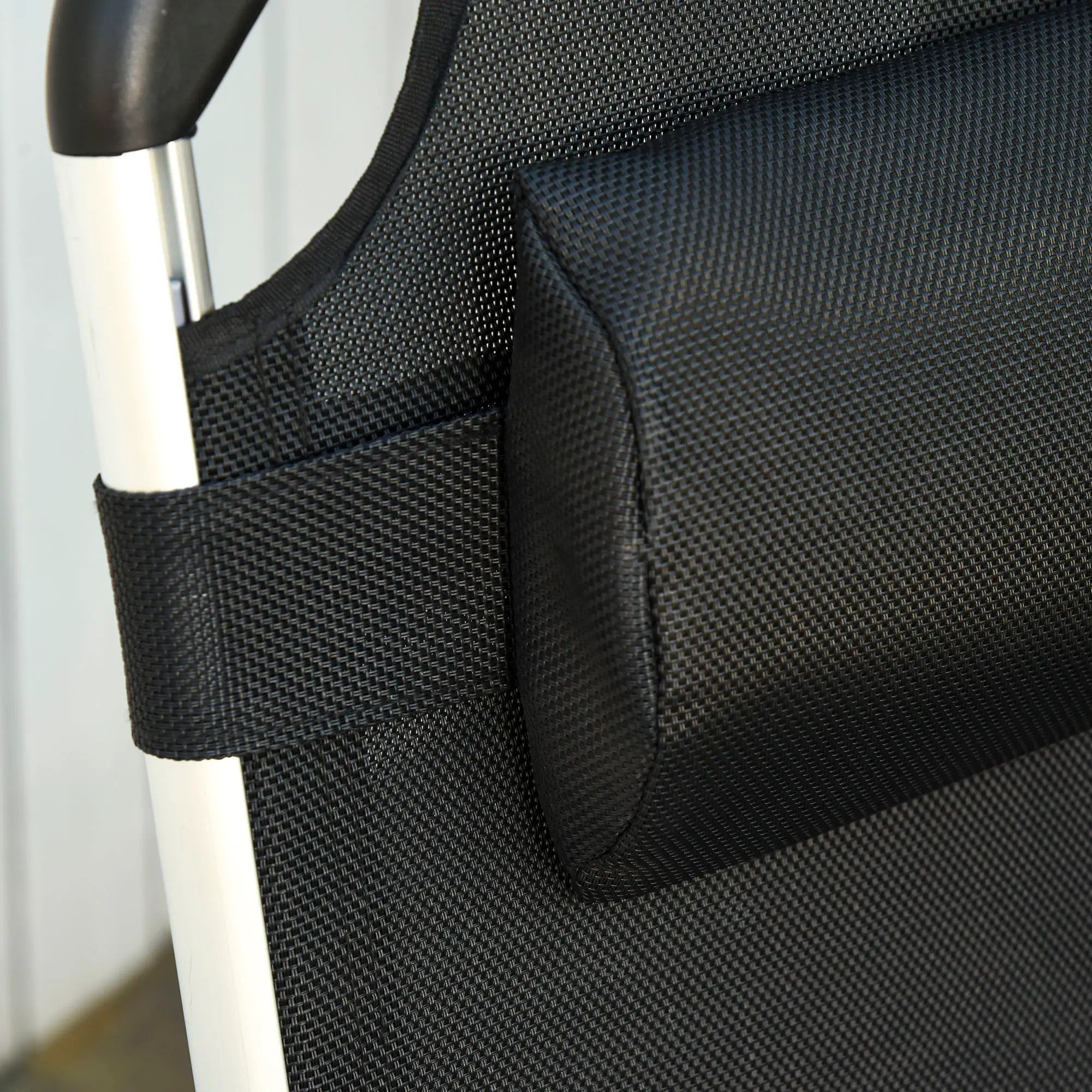 Sun Lounger Adjustable Foldable Ergonomic 170x60x76cm Mesh Fabric Black