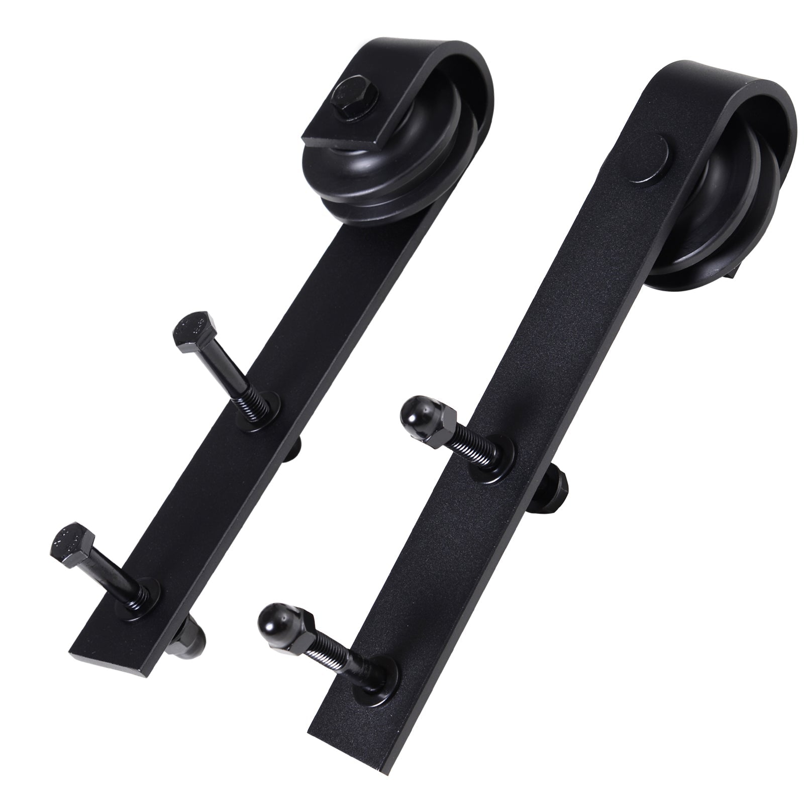 Sliding Door Hardware Kit 200 cm Complete Set Carbon Steel Black