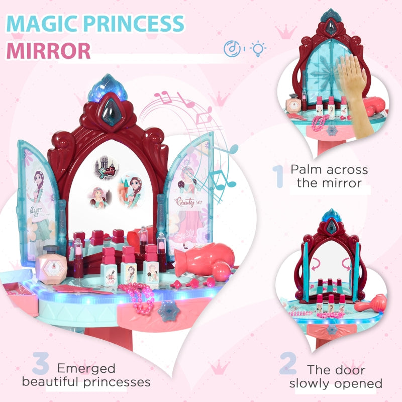 Kids Dressing Playset, 31 Piece Magical Princess Mirror Light and Sound - Pink and Blue