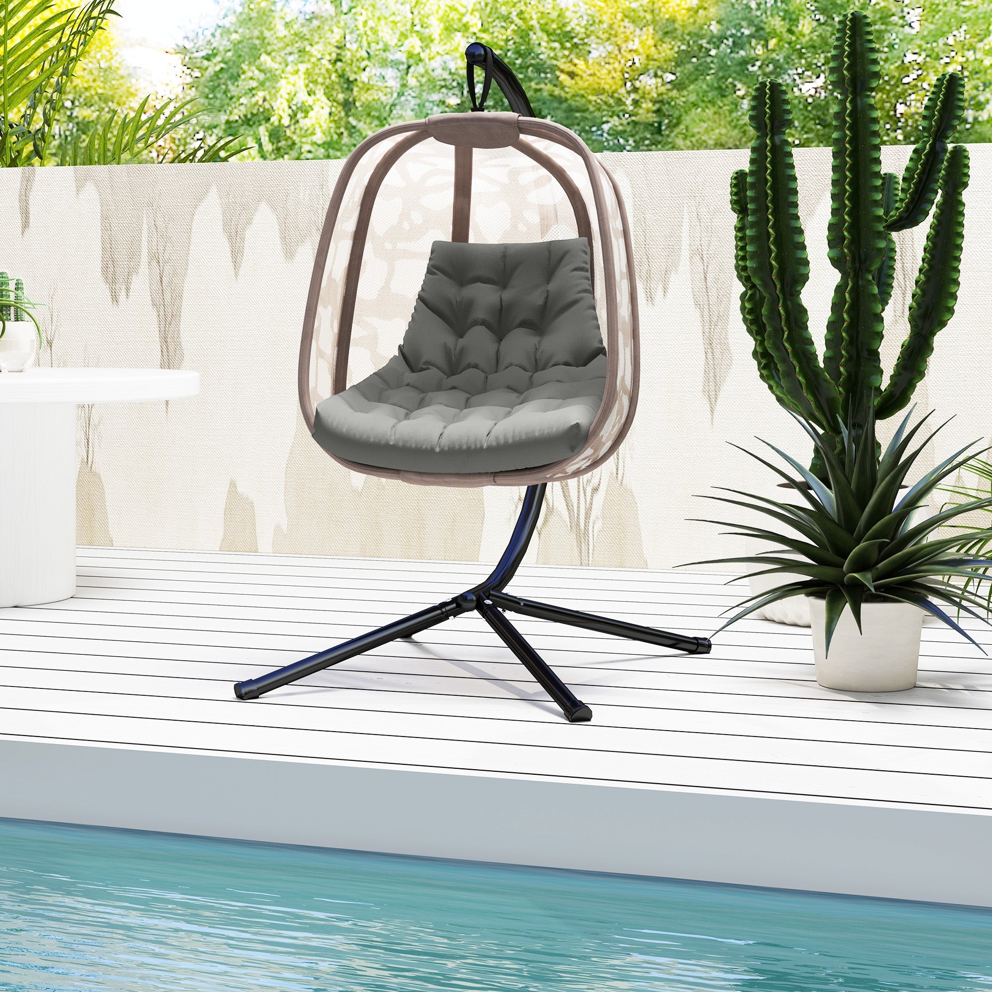 Seat Cushion 120x100cm with Backrest Water-Repellent, Grey