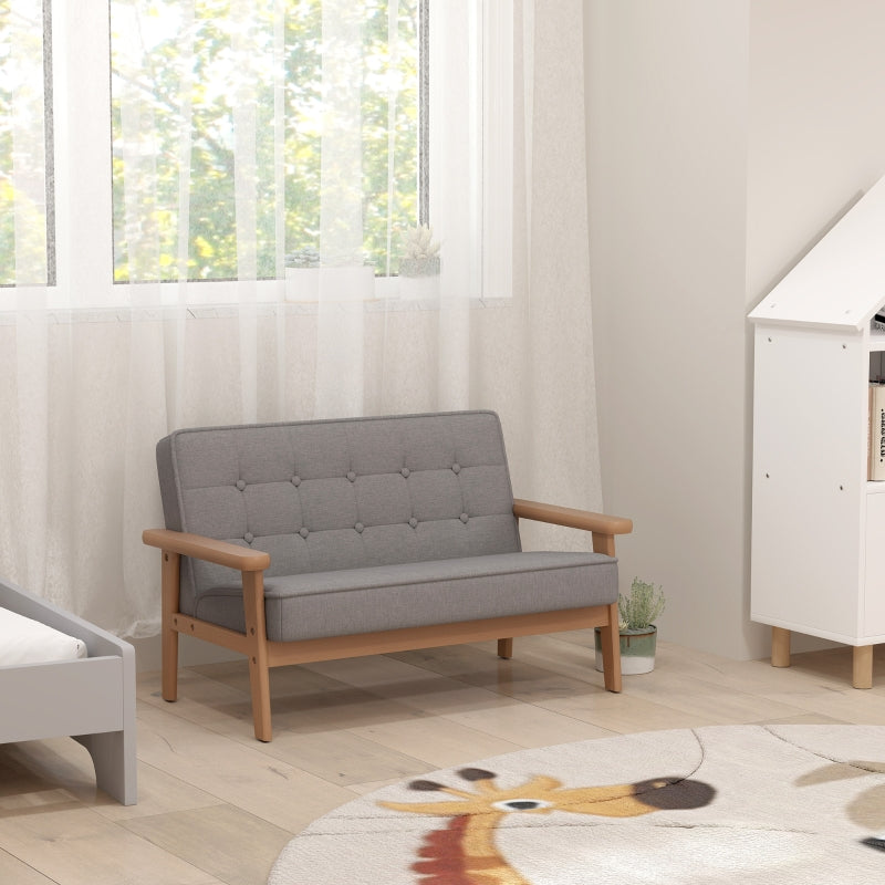 Children's Armchair Sofa Wooden Frame Upholstered - Velvet Grey