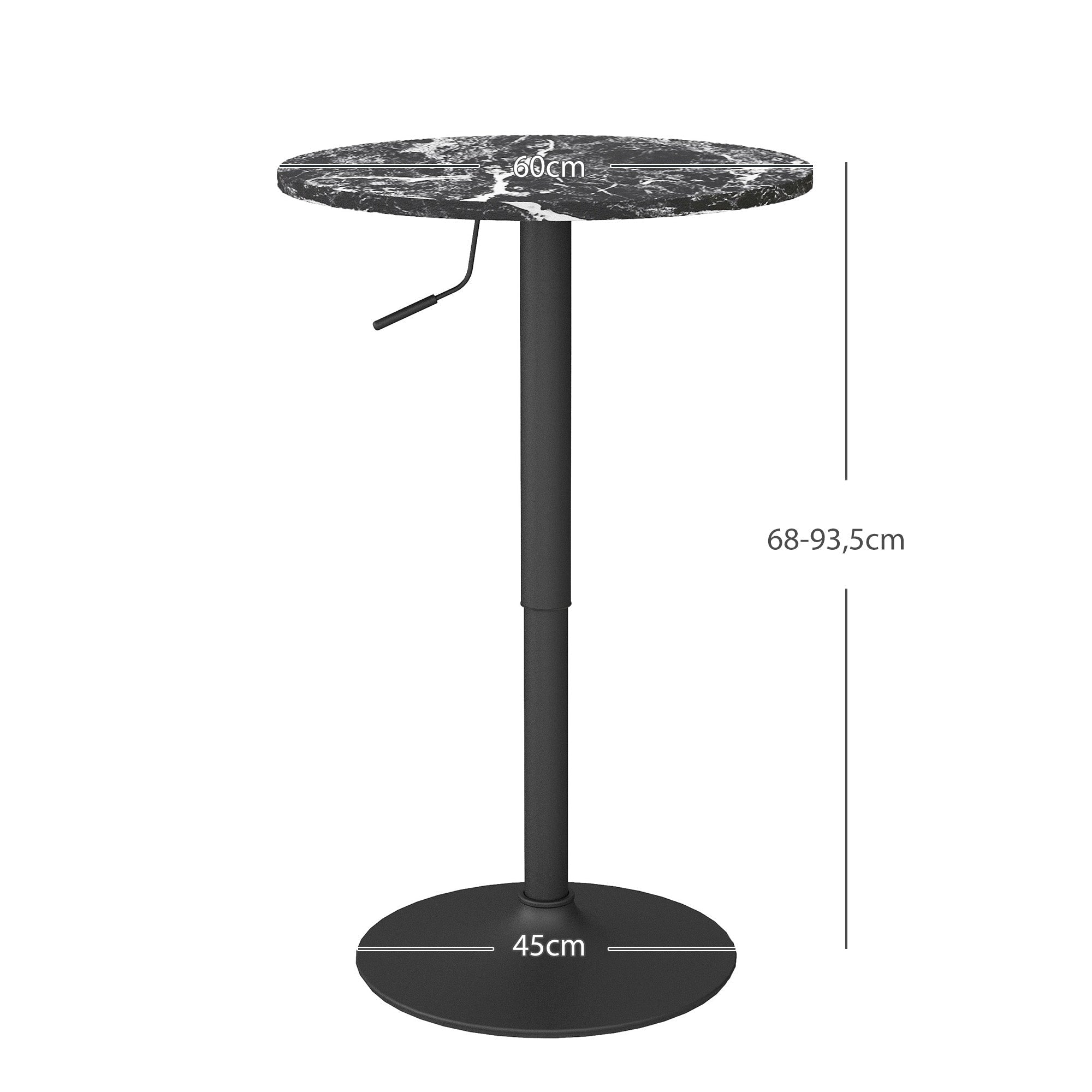 Bar Table Round Dining Table Marble Look Black